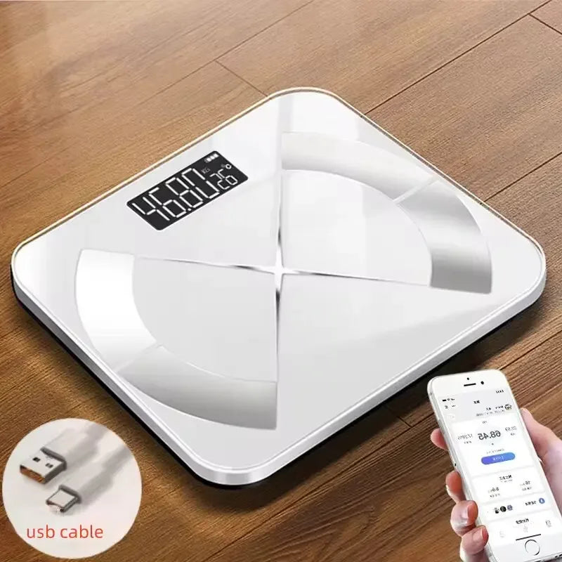 Smart Bluetooth Body Fat Scale – Weight & Body Fat Tracker, 180kg Capacity, LCD Display, White