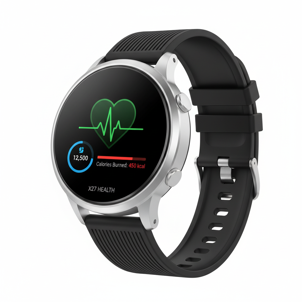 X27 Smartwatch in Silver - AI generated image. Actual product may vary from those shown.